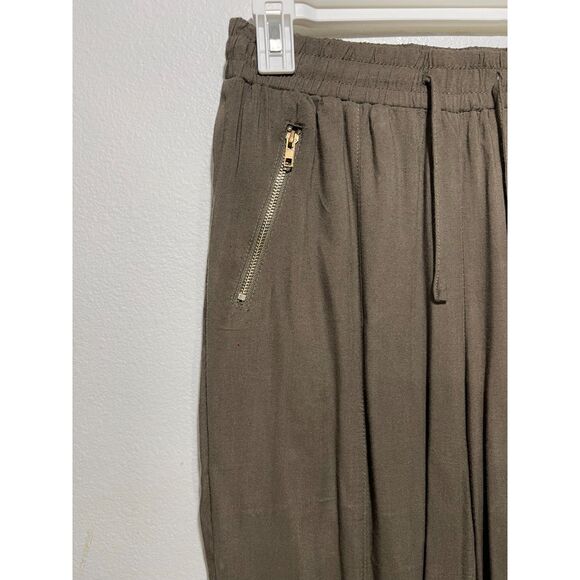 Breeze Ever Joggers pull on pants zip up front pockets olive green women L - Picture 3 of 5